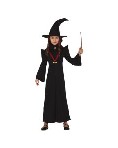 Kostum halloween për fëmijë vajza, Wizard, Magjistare, 5-6 vjece, poliestër, e zezë, 1 copë