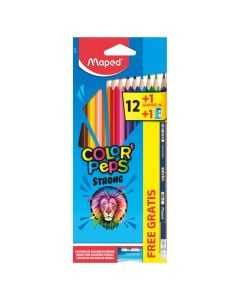 Bojëra druri + laps + mprehëse, Maped, Color Peps, 12 ngjyra, 1 pako