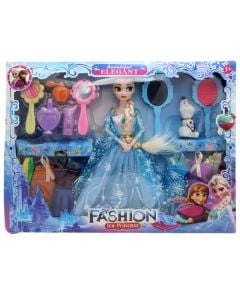 Lodër për fëmijë, kukull, Elsa/Anna, me aksesorë, 28 cm, mikse, 1 copë