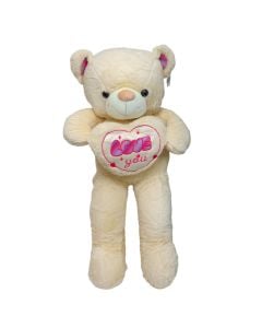 Arush pellushi, poliestër, bezhë, me zemër, Love You, 105 cm, 1 copë