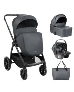 Set karrocë për fëmijë, Kikka Boo, Modena, 3 në 1, gri e errët, 0-22 kg, 1 copë