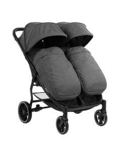 Karrocë për binjakë, Kikka boo, Happy 2, alumin/poliestër, 2x15 kg, gri e errët, 1 copë