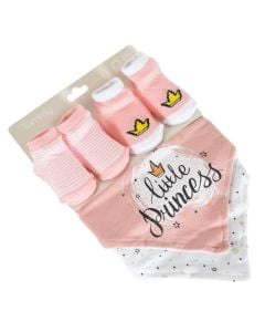 Set 2 gushore + 2 corape, Cangaroo, Little Princess, rozë/bardhë, 100% pambuk