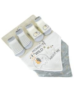 Set 2 gushore +2 corape, Cangaroo, Mommy's Wild, gri/bardhe, 100% pambuk