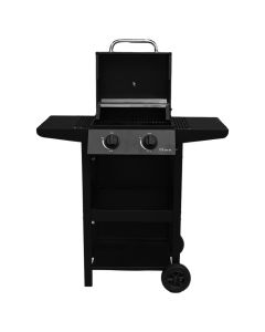 Barbekju me gaz, 2 burner, celik, 96x50x100 cm, e zezë, 1 copë
