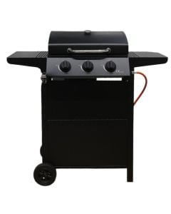 Barbekju me gaz, 3 burner, celik, 106x50x100 cm, e zezë, 1 copë