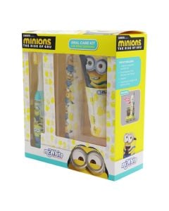 Set për fëmijë, Mr White, Minions, pastë dhëmbësh + furcë + mbajtëse, +3 vjec, e verdhë, 1 pako