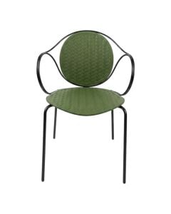 Karrige per ambient te jashtem, Nora, strukture metalike, ulese PP, ngjyre jeshile, L53xW50.5xH79.5 cm