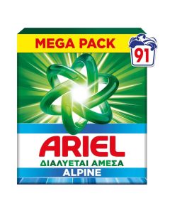 Detergjent pluhur për rrobat, Ariel, Alpine, 91 larje, 5.91 kg, 1 copë