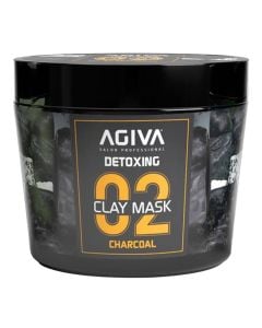 Face mask, Agiva, 02, Detoxing, with clay and charcoal, 300 ml, 1 piece