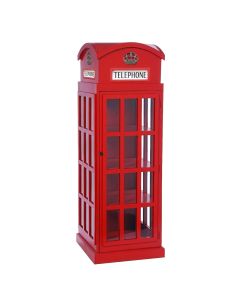 Raft dekorativ, London Telephone Box, dru tropikal mahogany, ngjyre e kuqe, 60*60*180H