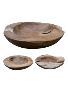 Pjate per frutat e thata, dru tropikal Teak, ngjyre natyrale, D40 cm
