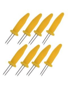 Corn holder, stainless steel, with wood plastike, 8 pieces