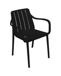 Karrige me krahe per ambient te jashtem, ngjyre e zeze, 58.5*51*81.5 cm