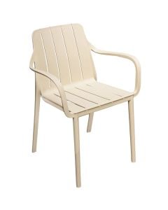 Karrige me krahe per ambient te jashtem, ngjyre bezhe, 58.5*51*81.5 cm