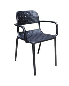 Karrige me krahe per ambient te jashtem, ngjyre e zeze, 55*57*82 cm