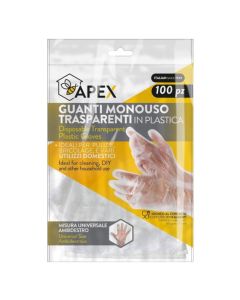 Cleaning gloves, Apex, transparent, 100 pieces, 1 pack