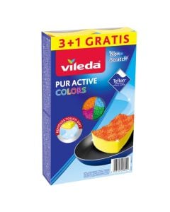 Dish sponge, Vileda, Pur Active Colors, 3+1, 1 piece