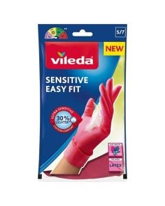 Cleaning gloves, Vileda, Sensitive, Medium, red, 1 pair