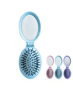 Hair comb with mirror, IDC Institute, folding, mixed, 1 piece