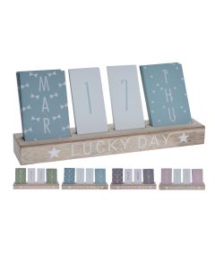 Calendar, wood, 30x6x13.5 cm, mix