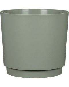 Circular flower vase, D 13 cm, plastic material, green color