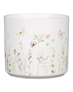 Vazo lulesh rrethore, D 14 cm, materiali qeramik, ngjyra roze