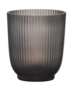 Vazo lulesh rrethore, D 13 cm, materiali qelq, ngjyra gri