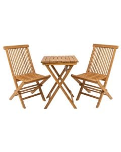 Set 1 tavolinë + 2 karrige, të palosshme, druri, tavolina 50x50xH72 cm, karrigia 63x66x100 cm