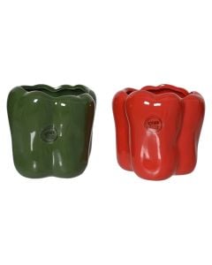 Vazo ne forme speci, material dolomit, ngjyre e kuqe dhe jeshile, L.12cm x W.12cm x H.12cm