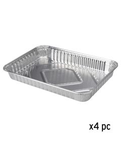 Food tray, aluminum, 32x23 cm, 4 pieces, 1 pack