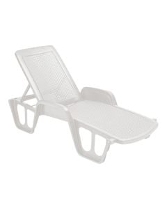 Plastic chaise longue, 71 x 192 x 100 cm, white color