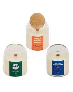 Aromatic candle with glass holder, citrus/eucalyptus, 320 g, D. 9 x H. 13.5 cm