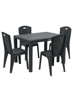 Table + chair set, chair 38x36xH88 cm, table 70x120xH76 cm, anthracite color
