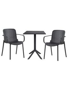 Set tavoline + karrige, Flora, karrige H81xD61xW58 cm, tavoline, 60x60xH76 cm, ngjyre anthracite