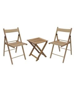 Table + chair set, Sven, natural wood, chair 43x44xH78 cm, table 37x37xH 45 cm, natural wood color