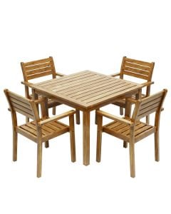 Table + chair set, tropical Acacia wood, chair 59x55xH86 cm, table 75x63xH74 cm, natural wood color