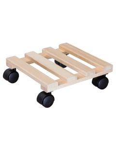 Plant pot trolley, 250 × 250 mm, made of beech wood, with a load capacity of 100 kg.