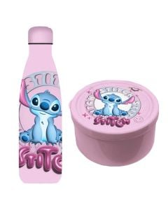 Shishe termike + snack box, Stitch, rozë, 500 ml + 130 ml, 1 copë