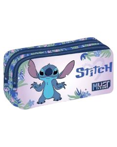 Pencil case, Lilo & Stitch, 2 zippers, 21x6x9 cm, mixed, 1 piece