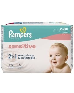 Letra të lagura, Pampers, Sensitive, 2 në 1, 2x80, 1 pako