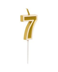 Qiri për ditëlindje, numri 7, gold, 9 cm, 1 copë