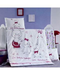 Baby bed linen, with design, 100 % cotton, upper 100x150 cm, lower 60x120 cm, cushion cover 40x50 cm