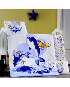 Baby bed linen, with design, 100 % cotton, upper 100x150 cm, lower 60x120 cm, cushion cover 40x50 cm