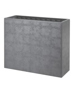 Grey plastic flower planter, 79.4 x 29 x 68 cm (H)