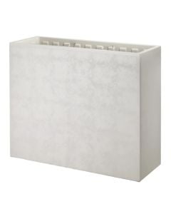White plastic flower planter, 79.4 x 29 x 68 cm (H)