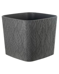 Plastic flower pot, grey, 38x38x32 (h) cm