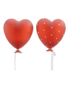 Heart-shaped decoration, glass, 9x5x4 cm, red, 1 piece