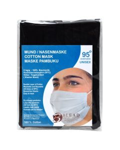 Face mask, 100% cotton, black and dark red, 1 piece