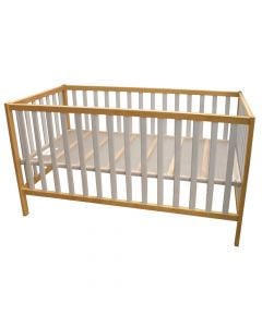 Krevat për fëmijë, Pampy, dru ahu, e bardhë dhe natyrale, 140x70 cm, 1 copë